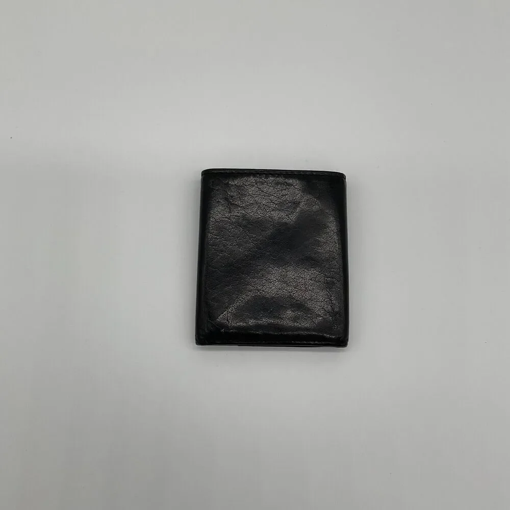 Fossil Wallet Black Genuine Leather‎ Trifold ID & Card Slots